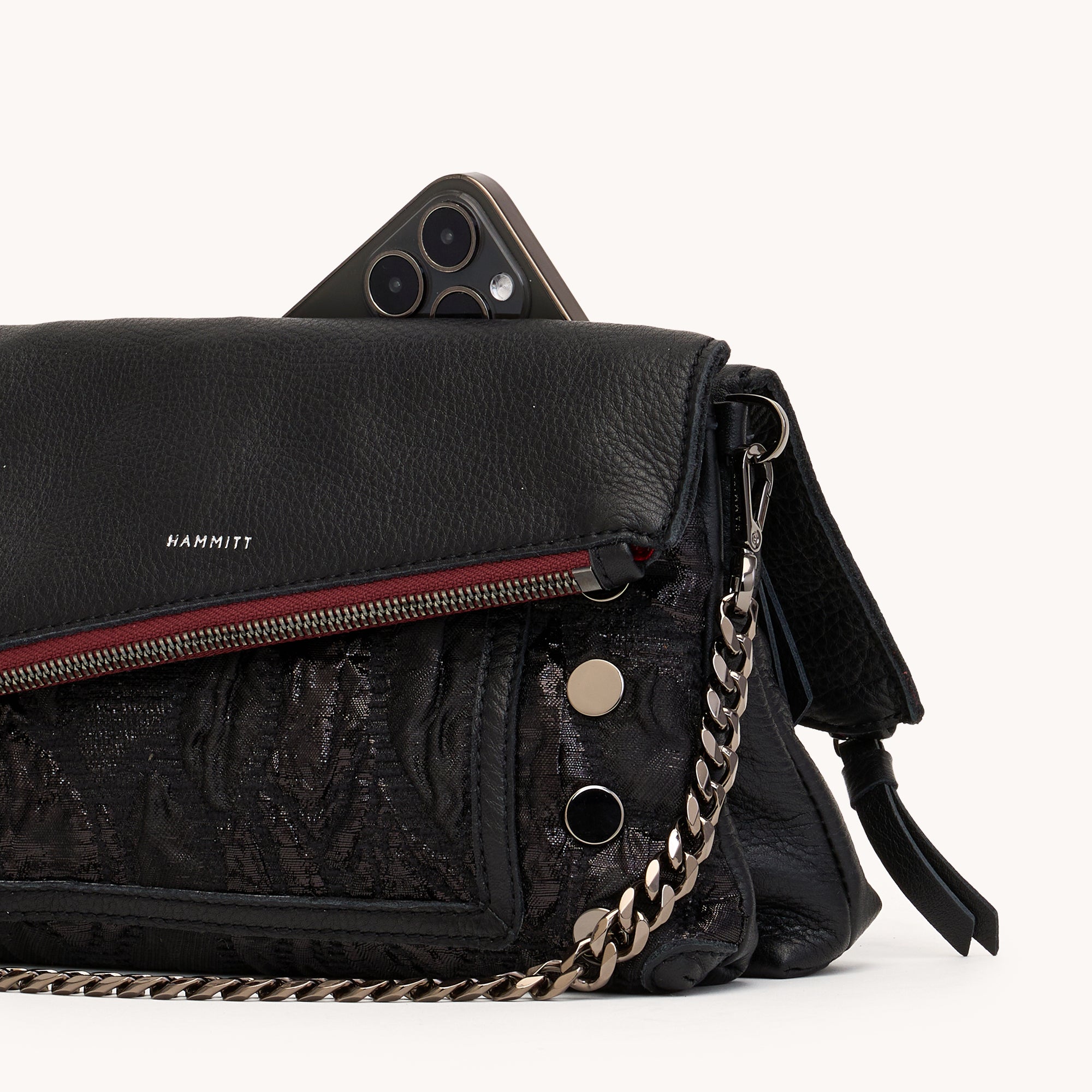 Dillon Sml Leather Crossbody Clutch Bag Midnight Marquise Black/Gunmetal