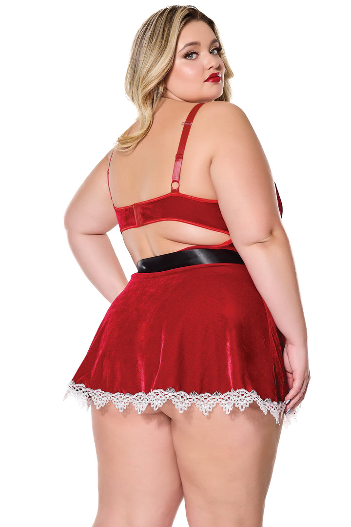 Coquette Holiday Diva Christmas Red Velvet Babydoll Dress-Rebel Romance