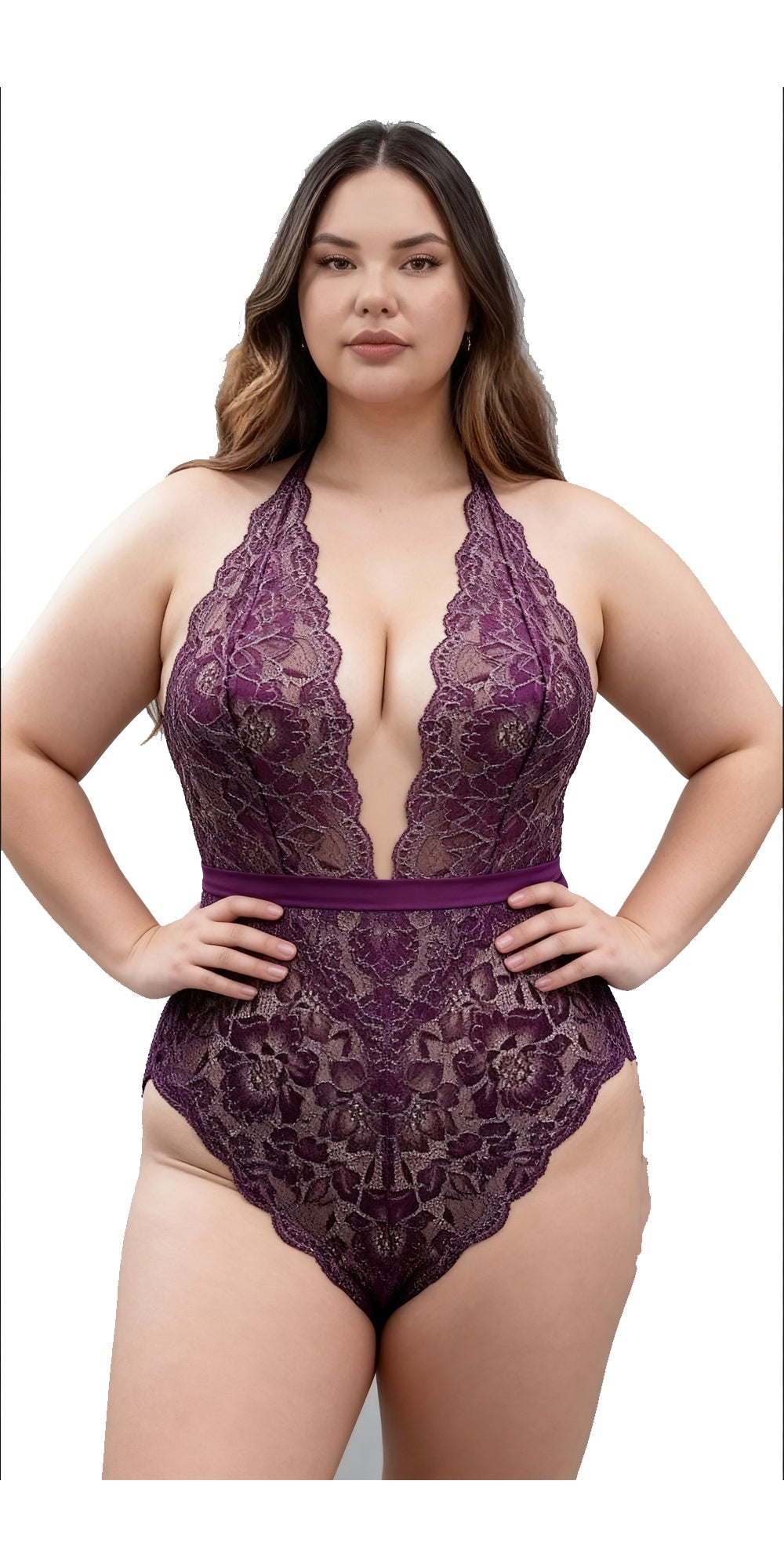 Queen Lurex Lace Halter Teddy