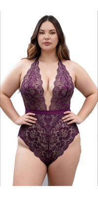Queen Lurex Lace Halter Teddy