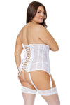 Coquette Diva Open Cups Boned Seams Corset Cord Lace Up Back White-Rebel Romance