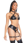 Coquette Dark Sexy Halter Bralette & Panty Bra Set Black Darque