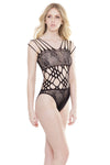 Coquette Teddy With Strappy Shoulders Features Laser Cutout Waist