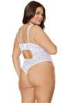 Coquette Diva Lightly Padded Underwire Lace Teddy Thong Bodysuit White-Rebel Romance