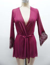 Escante Queen Plus Mesh Robe Lace Trim Burgundy