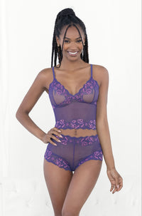 Escante Two Tone Lace Cami Set Purple Pink