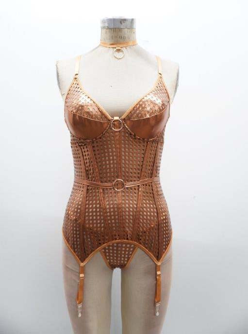 Escante Precious Metals Femme Fatale Liquid Merrywidow Bustier Bronze