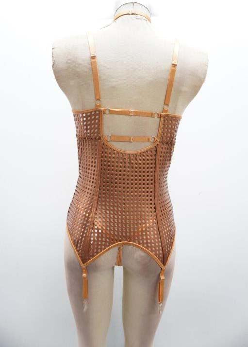 Escante Precious Metals Femme Fatale Liquid Merrywidow Bustier Bronze