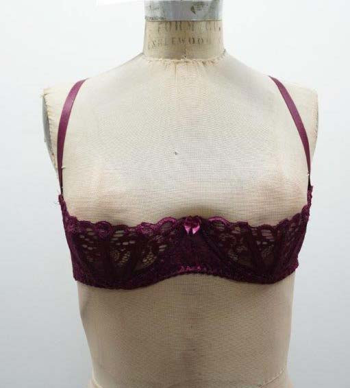 Escante Lace Bra w/Underwire Boning Open Cups Burgundy