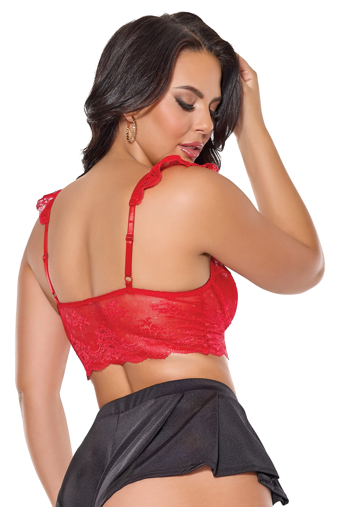 Coquette Holiday Stretch Scallop Lace Bralette Bra Red-Rebel Romance