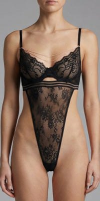 Escante Rose Gold Chained High Leg Lace Teddy