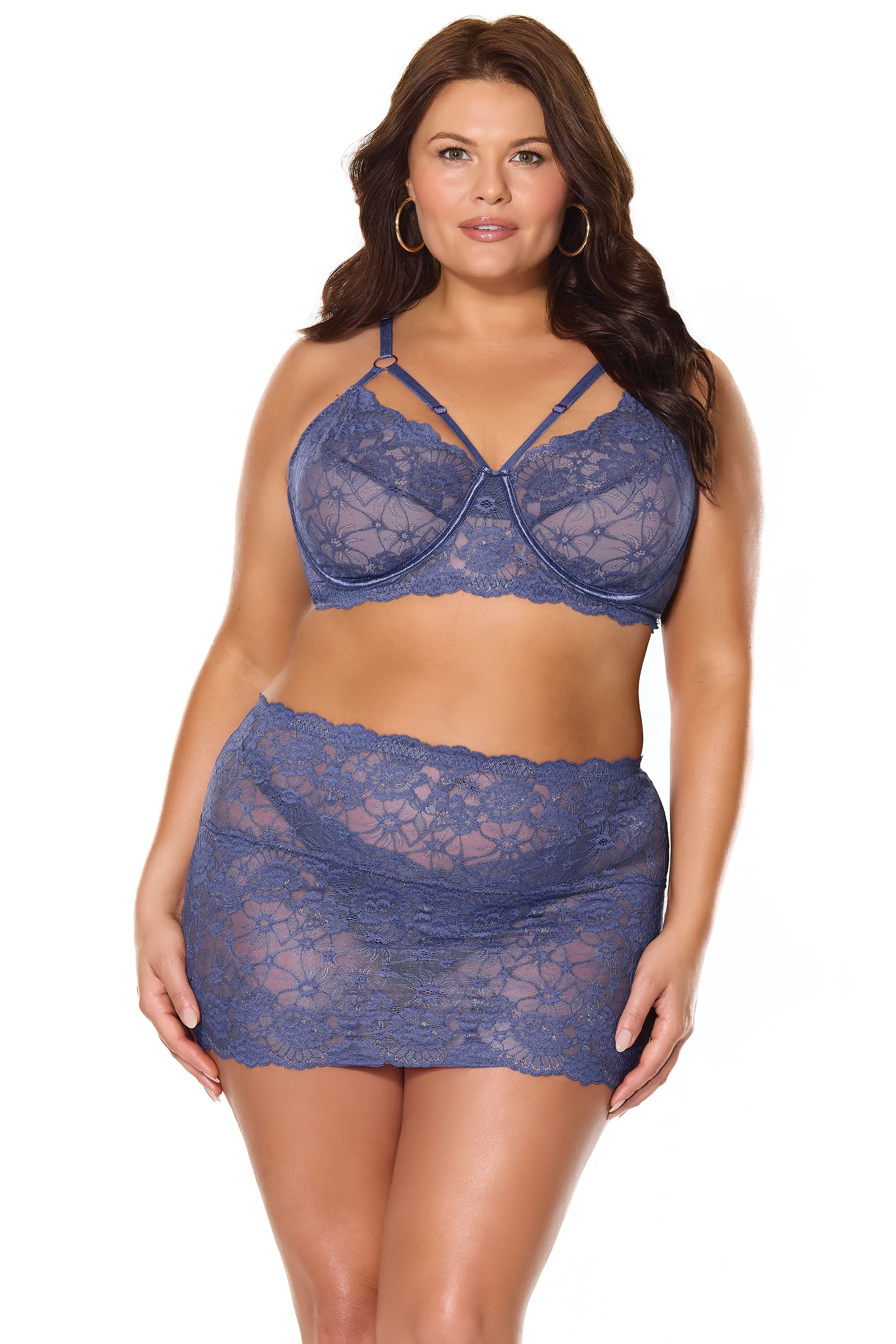 Twilight Fever Lace Bra with Skirt Set
