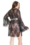 Coquette Diva Glamour All Over Lace Chemise Bell Sleeves Ribbon Belt