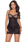 Coquette Holiday Shimmer Stretch Knit Lace Up Back Chemise Black-Rebel Romance