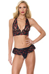 Valentine Hearts Lace V-Wire Bralette Bra Set