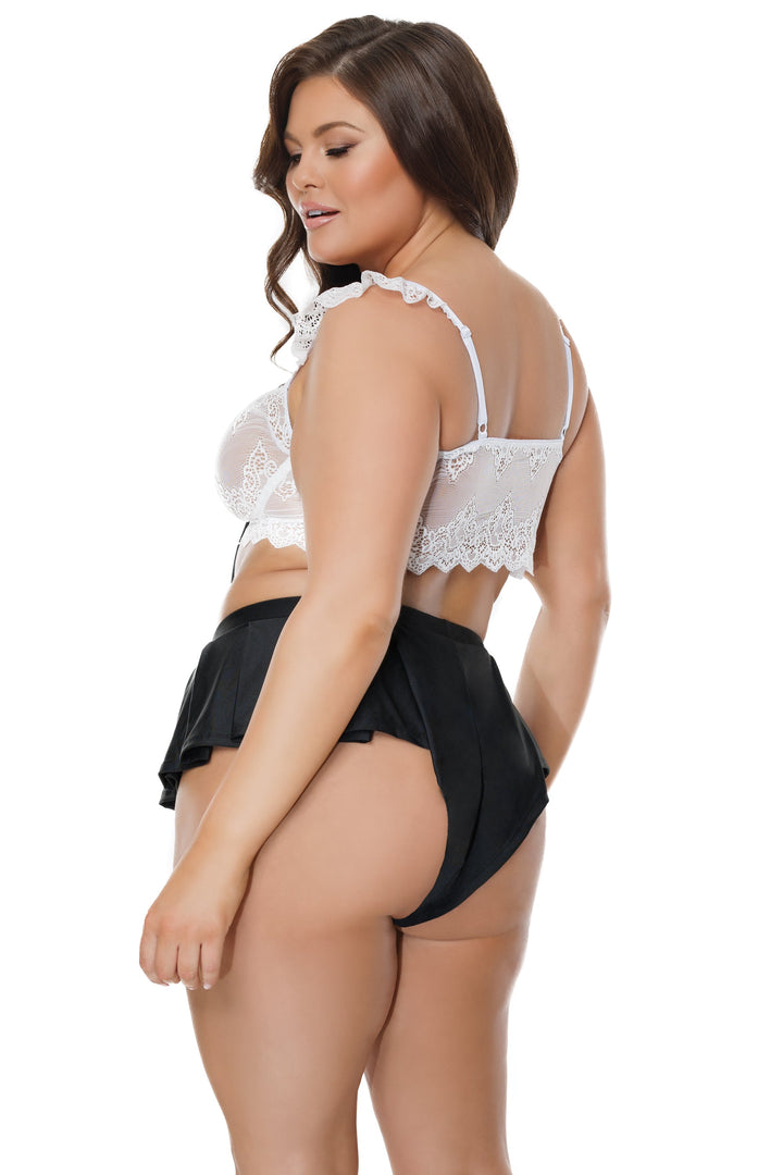 Coquette Diva Sleep Crop Top and Shorts Set Black/White