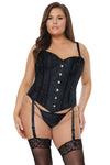 Coquette Diva Metal Busk Boned Seams Corset Cord Lace Up Back Black-Rebel Romance