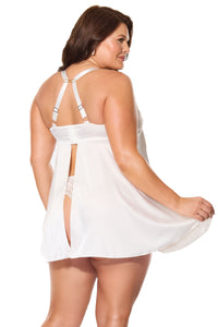 Kissed by Satin Babydoll Set White