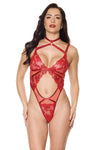 Holiday Sheer Embroidery Mesh Metallic Wet Look Teddy Red