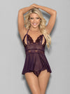 Escante Peek a boo Cups Lace Babydoll Plum