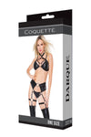 Coquette Dark Sexy Halter Bralette & Panty Bra Set Black Darque