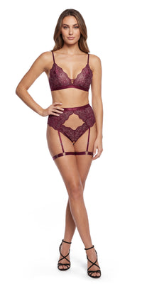 Escante Glitter Triangle Garter Bra Set