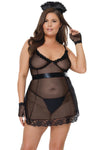Coquette Diva Sheer Maid Set Bedroom Costume Black-Rebel Romance
