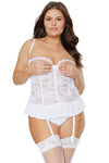 Coquette Diva Crotchless Open Cups Lace Teddy White-Rebel Romance