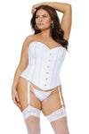 Coquette Diva Metal Busk Boned Seams Corset Cord Lace Up Back White-Rebel Romance