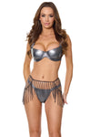 Pleasure Metal Chain Fringe Lingerie Belt Gunmetal