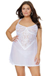 Coquette Diva A-Line Lace Underwire Cups Babydoll White-Rebel Romance