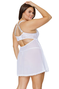 Coquette Diva A-Line Lace Underwire Cups Babydoll White-Rebel Romance