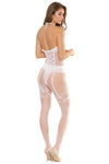 Coquette Faux Lace Up Crotchless Body Stocking White