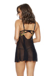 Garden Floral Embroidered Lace Underwire Cup Open Front Babydoll Set