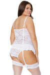 Coquette Diva Crotchless Open Cups Lace Teddy White-Rebel Romance