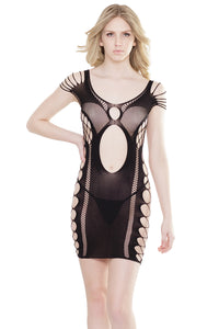 Coquette Tank Dress With Keyhole Cutouts Fence Net Sides