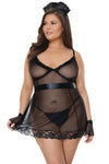 Coquette Diva Sheer Maid Set Bedroom Costume Black-Rebel Romance