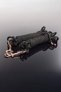 Pleasure Black Silky Smooth Rope Set Rose Gold Metal
