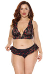 Valentine Hearts Lace V-Wire Bralette Bra Set