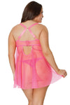 Coquette Diva Summer Neon Pink Underwire Cups Babydoll Set-Rebel Romance