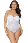 Coquette Diva Lightly Padded Underwire Lace Teddy Thong Bodysuit White-Rebel Romance