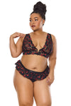 Valentine Hearts Lace V-Wire Bralette Bra Set