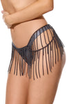 Pleasure Metal Chain Fringe Lingerie Belt Gunmetal