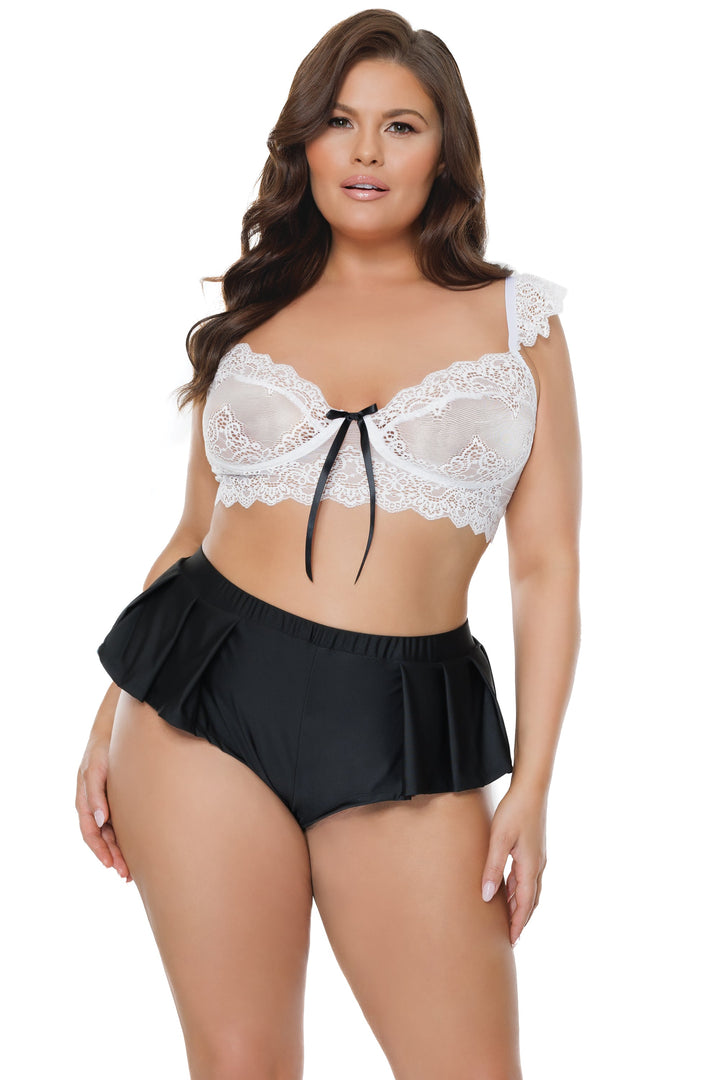 Coquette Diva Sleep Crop Top and Shorts Set Black/White