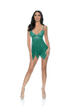 Handkerchief Cut Adjustable Strap Babydoll Set Green Envy
