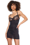 Coquette Holiday Shimmer Stretch Knit Lace Up Back Chemise Black-Rebel Romance