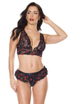 Valentine Hearts Lace V-Wire Bralette Bra Set