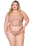 Coquette Holiday Diva Sheer Shimmer Rhinestone Seams Bustier Set Bronze-Rebel Romance