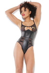 Coquette Darque Sexy Dark Black Sheer Crotchless Teddy