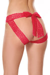 Holiday Crotchless Panty with Pretty Lace Bow Back Red